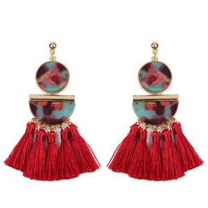 Red Tassel Earrings